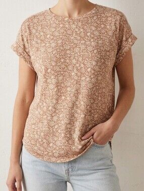 Cupio Rust Floral Short-Sleeve Women's Top Size Small